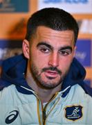 28 November 2024; Tom Wright speaks to the press during an Australia Rugby media conference at the Radisson St Helen's Hotel in Dublin. Photo by Ben McShane/Sportsfile