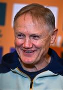 28 November 2024; Head coach Joe Schmidt speaks to the press during an Australia Rugby media conference at the Radisson St Helen's Hotel in Dublin. Photo by Ben McShane/Sportsfile