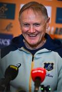 28 November 2024; Head coach Joe Schmidt speaks to the press during an Australia Rugby media conference at the Radisson St Helen's Hotel in Dublin. Photo by Ben McShane/Sportsfile