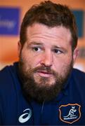 28 November 2024; James Slipper speaks to the press during an Australia Rugby media conference at the Radisson St Helen's Hotel in Dublin. Photo by Ben McShane/Sportsfile
