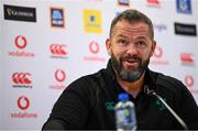 28 November 2024; Head coach Andy Farrell during an Ireland Rugby media conference at the Aviva Stadium in Dublin. Photo by Seb Daly/Sportsfile