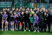 28 November 2024; Shamrock Rovers manager Stephen Bradley, centre, and his players celebrate after the UEFA Conference League 2024/25 league phase match between SK Rapid and Shamrock Rovers at the Allianz Stadion in Vienna, Austria. Photo by Tom Seiss/Sportsfile
