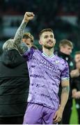 28 November 2024; Lee Grace of Shamrock Rovers celebrates after the UEFA Conference League 2024/25 league phase match between SK Rapid and Shamrock Rovers at the Allianz Stadion in Vienna, Austria. Photo by Tom Seiss/Sportsfile