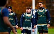 29 November 2024; Carlo Tizzano, centre, during an Australia rugby captain's run at Wanderers RFC in Dublin. Photo by Piaras Ó Mídheach/Sportsfile