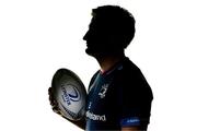 29 November 2024; Jordie Barrett poses for a portrait during a Leinster Rugby squad portrait session at Energia Park in Dublin. Photo by Brendan Moran/Sportsfile