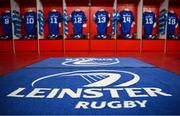 29 November 2024; A general view of Leinster branding in the dressing room before the United Rugby Championship match between Ulster and Leinster at Kingspan Stadium in Belfast. Photo by Seb Daly/Sportsfile