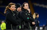 29 November 2024; Republic of Ireland physiotherapist Angela Kenneally, right, before the UEFA Women's EURO 2025 Play-off Round Two first leg match between Wales and Republic of Ireland at Cardiff City Stadium in Wales. Photo by Stephen McCarthy/Sportsfile