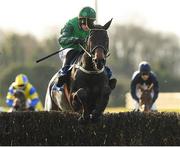 30 November 2024; Impaire Et Passe, with Paul Townend up, jumps the last on there way to winning the SIS Beginners Steeplechase during day one of the Fairyhouse Winter Festival at Fairyhouse Racecourse in Meath. Photo by Matt Browne/Sportsfile