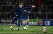 29 November 2024; Jordie Barrett of Leinster before the United Rugby Championship match between Ulster and Leinster at Kingspan Stadium in Belfast. Photo by Seb Daly/Sportsfile