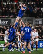 29 November 2024; Jack Conan of Leinster takes possession in a lineout during the United Rugby Championship match between Ulster and Leinster at Kingspan Stadium in Belfast. Photo by Seb Daly/Sportsfile