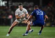 29 November 2024; Jude Postlethwaite of Ulster in action against Scott Penny of Leinster during the United Rugby Championship match between Ulster and Leinster at Kingspan Stadium in Belfast. Photo by Seb Daly/Sportsfile