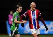 29 November 2024; Frida Maanum of Norway and Emily Wilson of Northern Ireland during the UEFA Women's EURO 2025 Play-off round two first leg match between Northern Ireland and Norway at Inver Park in Larne, Antrim. Photo by Shauna Clinton/Sportsfile