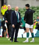 30 November 2024; Australia head coach Joe Schmidt with Conor Murray of Ireland before the Autumn Nations Series match between Ireland and Australia at the Aviva Stadium in Dublin. Photo by David Fitzgerald/Sportsfile