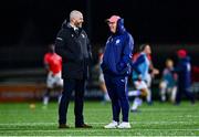 30 November 2024; Connacht head coach Pete Wilkins, left, and Vodacom Bulls head coach Jake White before the United Rugby Championship match between Connacht and Vodacom Bulls at Dexcom Stadium in Galway. Photo by Tyler Miller/Sportsfile