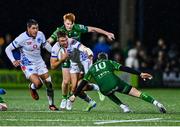 30 November 2024; David Kriel of Vodacom Bulls in action against Jack Carty of Connacht during the United Rugby Championship match between Connacht and Vodacom Bulls at Dexcom Stadium in Galway. Photo by Tyler Miller/Sportsfile