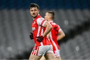 30 November 2024; Conor O'Brien of Cuala after scoring their side's first goal during the AIB Leinster GAA Senior Club Football Championship final match between Cuala of Dublin and Ardee St Mary's of Louth at Croke Park in Dublin. Photo by Ben McShane/Sportsfile