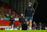 30 November 2024; Fineen Wycherley of Munster arrives before the United Rugby Championship match between Munster and Emirates Lions at Thomond Park in Limerick. Photo by Brendan Moran/Sportsfile