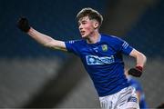 30 November 2024; Seán Callaghan of Ardee St Mary's celebrates after scoring his side's second goal during the AIB Leinster GAA Senior Club Football Championship final match between Cuala of Dublin and Ardee St Mary's of Louth at Croke Park in Dublin. Photo by Ben McShane/Sportsfile