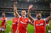 30 November 2024; Con O'Callaghan, left, and Conor O'Brien of Cuala celebrate after their side's victory in the AIB Leinster GAA Senior Club Football Championship final match between Cuala of Dublin and Ardee St Mary's of Louth at Croke Park in Dublin. Photo by Piaras Ó Mídheach/Sportsfile