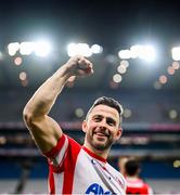 30 November 2024; Cuala goalkeeper Ryan Scollard celebrates after his victory in the AIB Leinster GAA Senior Club Football Championship final match between Cuala of Dublin and Ardee St Mary's of Louth at Croke Park in Dublin. Photo by Piaras Ó Mídheach/Sportsfile