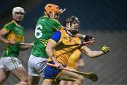 30 November 2024; Seán Currie of Na Fianna is tackled by Cillian Kiely of Kilcormac Killoughey during the AIB Leinster GAA Senior Club Hurling Championship final match between Kilcormac Killoughey of Offaly and Na Fianna of Dublin at Croke Park in Dublin. Photo by Ben McShane/Sportsfile