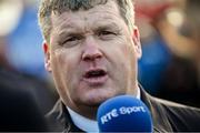 1 December 2024; Trainer Gordon Elliott after sending out Croke Park to win the Bar One Racing Drinmore Novice Steeplechase during day two of the Fairyhouse Winter Festival at Fairyhouse Racecourse in Meath. Photo by Seb Daly/Sportsfile