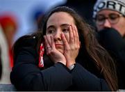1 December 2024; A Coolera Strandhill supporter reacts during the AIB Connacht GAA Senior Club Football Championship final match between Coolera-Strandhill and Pádraig Pearses at Markievicz Park GAA Stadium in Sligo. Photo by Tyler Miller/Sportsfile