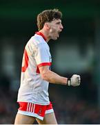 1 December 2024; Adam Higgins of Coolera Strandhill celebrates scoring a point in extra-time during the AIB Connacht GAA Senior Club Football Championship final match between Coolera-Strandhill and Pádraig Pearses at Markievicz Park GAA Stadium in Sligo. Photo by Tyler Miller/Sportsfile