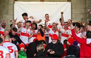 1 December 2024; The Coolera Strandhill team celebrate with the trophy after the AIB Connacht GAA Senior Club Football Championship final match between Coolera-Strandhill and Pádraig Pearses at Markievicz Park GAA Stadium in Sligo. Photo by Tyler Miller/Sportsfile