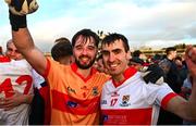 1 December 2024; Keelan Harte, left, and Hugh Rooney of Coolera Strandhill celebrate after the AIB Connacht GAA Senior Club Football Championship final match between Coolera-Strandhill and Pádraig Pearses at Markievicz Park GAA Stadium in Sligo. Photo by Tyler Miller/Sportsfile