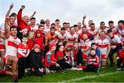 1 December 2024; The Coolera Strandhill team celebrate after the AIB Connacht GAA Senior Club Football Championship final match between Coolera-Strandhill and Pádraig Pearses at Markievicz Park GAA Stadium in Sligo. Photo by Tyler Miller/Sportsfile