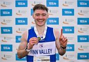 1 December 2024; Sean M McGinley of Finn Valley AC, Donegal, with his medal after winning the novice men's 6000m during the 123.ie National Novice and Juvenile Uneven Age Cross Country Championships at Tramore Racecourse in Tramore, Waterford. Photo by Sam Barnes/Sportsfile