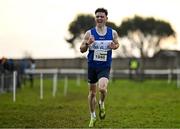 1 December 2024; Sean M McGinley of Finn Valley AC, Donegal, celebrates winning the novice men's 6000m during the 123.ie National Novice and Juvenile Uneven Age Cross Country Championships at Tramore Racecourse in Tramore, Waterford. Photo by Sam Barnes/Sportsfile