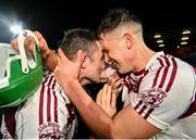 1 December 2024; Mark McGuigan, left, and Shane McGuigan of Slaughtneil celebrate after the AIB Ulster GAA Senior Club Hurling Championship final match between Portaferry of Down and Slaughtneil of Derry at BOX-IT Athletic Grounds in Armagh. Photo by Ramsey Cardy/Sportsfile