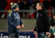 30 November 2024; Munster provincial talent coach Seán Cronin, left, and interim head coach Ian Costello before the United Rugby Championship match between Munster and Emirates Lions at Thomond Park in Limerick. Photo by Brendan Moran/Sportsfile