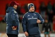 30 November 2024; Munster defence coach Denis Leamy, left, and provincial talent coach Seán Cronin before the United Rugby Championship match between Munster and Emirates Lions at Thomond Park in Limerick. Photo by Brendan Moran/Sportsfile