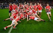 30 November 2024; Cuala players celebrate after their side's victory in the AIB Leinster GAA Senior Club Football Championship final match between Cuala of Dublin and Ardee St Mary's of Louth at Croke Park in Dublin. Photo by Piaras Ó Mídheach/Sportsfile