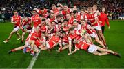 30 November 2024; Cuala players celebrate after their side's victory in the AIB Leinster GAA Senior Club Football Championship final match between Cuala of Dublin and Ardee St Mary's of Louth at Croke Park in Dublin. Photo by Piaras Ó Mídheach/Sportsfile