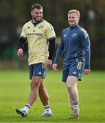 3 December 2024; Alex Nankivell, left, and Ethan Coughlan during Munster rugby squad training at the University of Limerick in Limerick. Photo by Brendan Moran/Sportsfile
