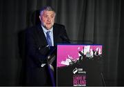 3 December 2024; FAI President Paul Cooke during the 2024 SSE Airtricity Women's Premier Division Awards at the Aviva Stadium in Dublin. Photo by Sam Barnes/Sportsfile