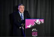 3 December 2024; FAI President Paul Cooke during the 2024 SSE Airtricity Women's Premier Division Awards at the Aviva Stadium in Dublin. Photo by Sam Barnes/Sportsfile