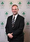 5 December 2024;  Candidate for the Olympic Federation of Ireland Board, Basketball Ireland Chief Executive John Feehan, poses for a portrait before the Olympic Federation of Ireland EGM 2024 at the Clayton Hotel in Dublin. Photo by Sam Barnes/Sportsfile