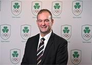 5 December 2024;  Candidate for the Olympic Federation of Ireland Board, Basketball Ireland Chief Executive John Feehan, poses for a portrait before the Olympic Federation of Ireland EGM 2024 at the Clayton Hotel in Dublin. Photo by Sam Barnes/Sportsfile