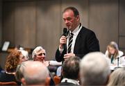 5 December 2024; Olympic Federation of Ireland board member and Basketball Ireland Chief Executive John Feehan speaking during the Olympic Federation of Ireland EGM 2024 at the Clayton Hotel in Dublin. Photo by Sam Barnes/Sportsfile