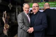 6 December 2024; Former Republic of Ireland manager Brian Kerr and former Republic of Ireland international Terry Conroy on arrival for the SSE Airtricity/Soccer Writers Ireland Awards 2024 at Clontarf Castle in Dublin. Photo by Stephen McCarthy/Sportsfile