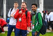 7 December 2024; Efrem Gidey of Ireland, right, and Rory Leonard of Great Britain during a course inspection and training session ahead of the SPAR European Cross Country Championships 2024 at Dokuma Park in Antalya, Turkiye. Photo by Tyler Miller/Sportsfile