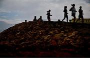 7 December 2024; Ann-Marie Mcglynn of Ireland, right, leads the training session during a course inspection and training session ahead of the SPAR European Cross Country Championships 2024 at Dokuma Park in Antalya, Turkiye. Photo by Tyler Miller/Sportsfile
