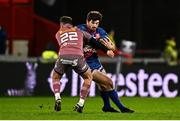 7 December 2024; Pierre Boudehent of Stade Francais Paris in action against Billy Burns of Munster during the Champions Cup Round 1 match between Munster and Stade Francais Paris at Thomond Park in Limerick. Photo by Seb Daly/Sportsfile