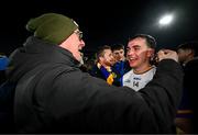 8 December 2024; Darragh Canavan of Errigal Ciarán and Tyrone manager Malachy O'Rourke after the AIB Ulster GAA Senior Club Football Championship final match between Errigal Ciarán of Tyrone and Kilcoo of Down at BOX-IT Athletic Grounds in Armagh. Photo by Ramsey Cardy/Sportsfile