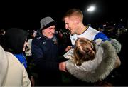 8 December 2024; Peter Harte of Errigal Ciarán, with his uncle, and Offaly joint-manager Mickey Harte, after the AIB Ulster GAA Senior Club Football Championship final match between Errigal Ciarán of Tyrone and Kilcoo of Down at BOX-IT Athletic Grounds in Armagh. Photo by Ramsey Cardy/Sportsfile